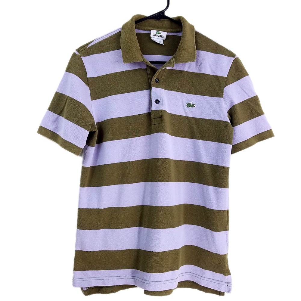 Men's Striped Lacoste Classic Polo - Size 3 Small